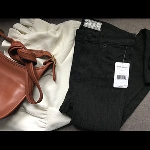 Free People Peyton Black Jacquard Skinny Jean